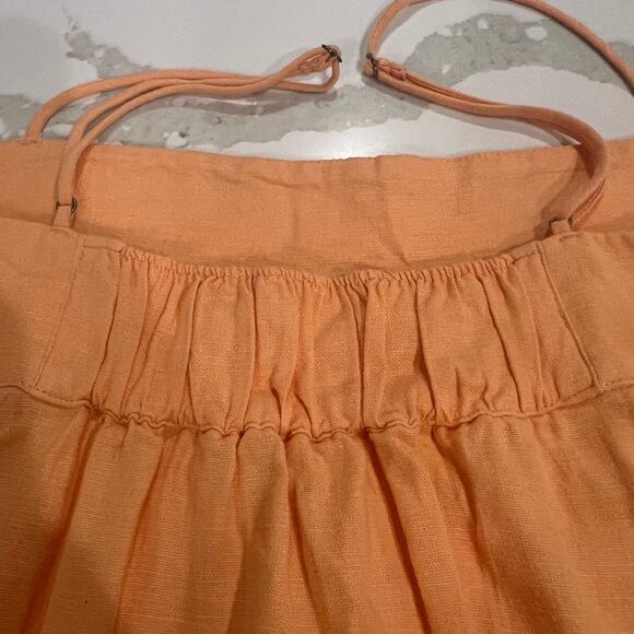 Abercrombie & Fitch Linen Blend Tiered Maxi Dress Medium Petite Cantalope Orange - Picture 9 of 9